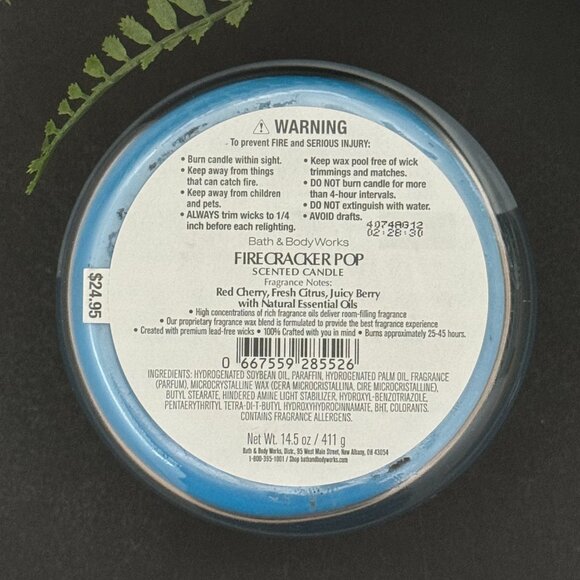 BBW Firecracker Pop Bath & Body Works 3 Wick Candle - Picture 10 of 11